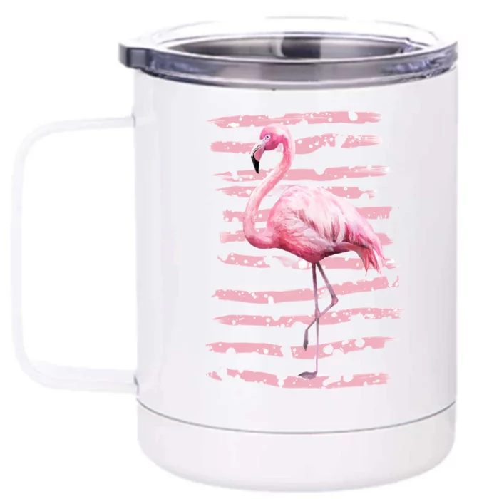 Pink Flamingo Front & Back 12oz Stainless Steel Tumbler Cup