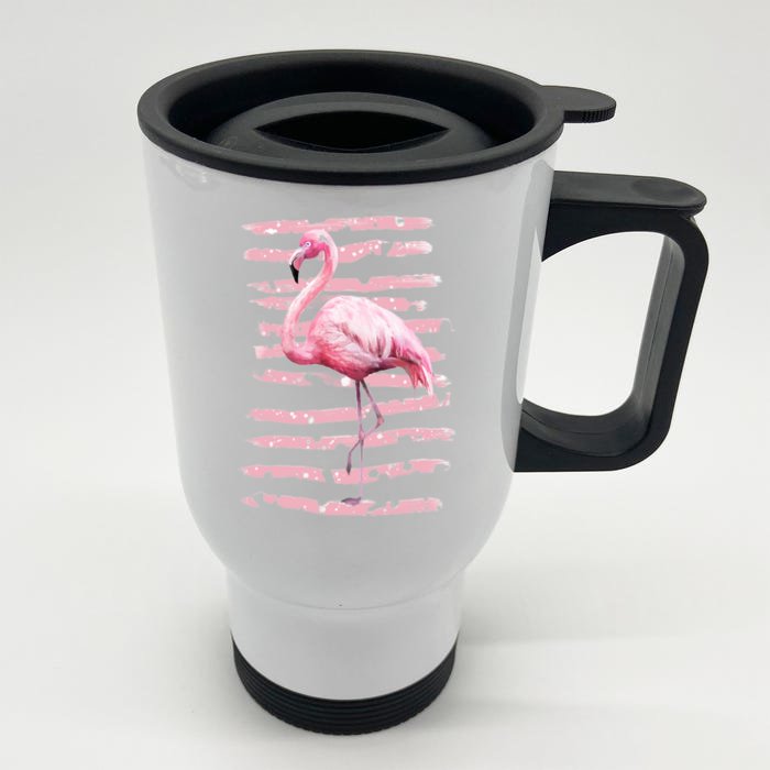 Pink Flamingo Front & Back Stainless Steel Travel Mug