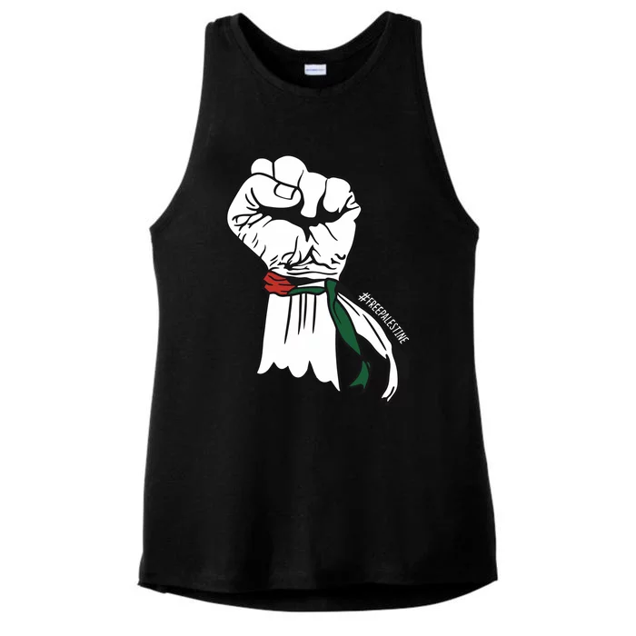 Palestine Flag Punch Freedom Palestine Flag Punch Ladies Tri-Blend Wicking Tank