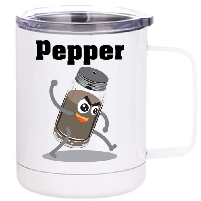 Pepper Funny Power Matching Salt And Pepper Gift Front & Back 12oz Stainless Steel Tumbler Cup