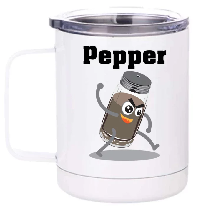 Pepper Funny Power Matching Salt And Pepper Gift Front & Back 12oz Stainless Steel Tumbler Cup