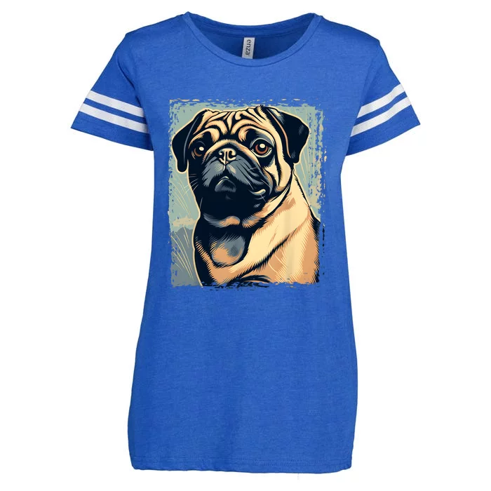 Pug Funny Pug Owner Watercolor Pug Lover Funny Enza Ladies Jersey Football T-Shirt