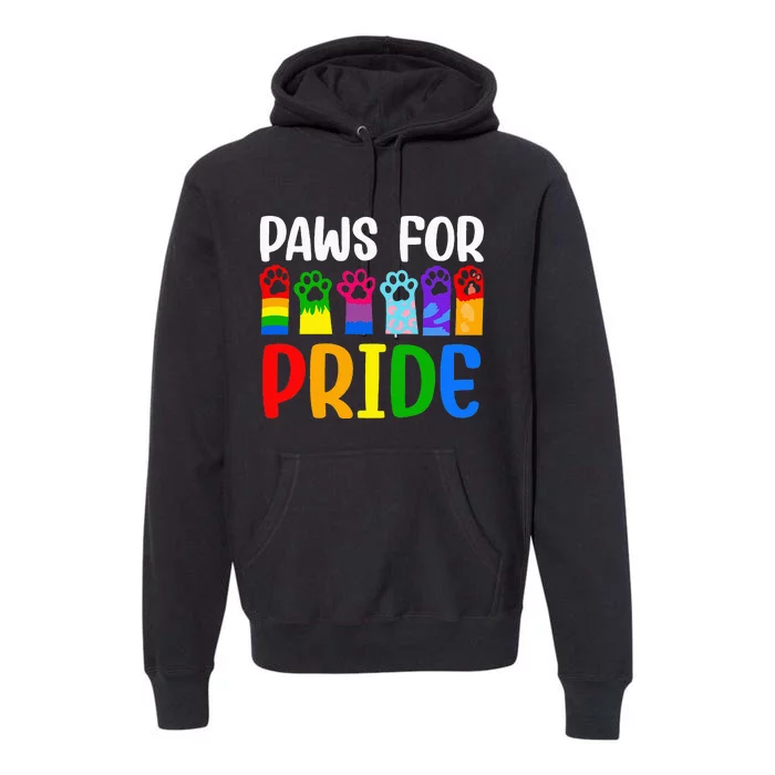 Paws For Pride Month Lgbtq Gay Lesbian Pets Cats Dogs Lover Premium Hoodie