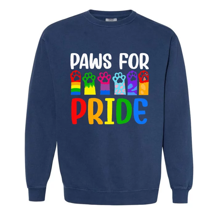 Paws For Pride Month Lgbtq Gay Lesbian Pets Cats Dogs Lover Garment-Dyed Sweatshirt