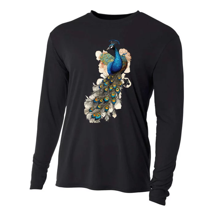 Peacock Feather Peahen Bird Animal Peacocks Lover Cooling Performance Long Sleeve Crew