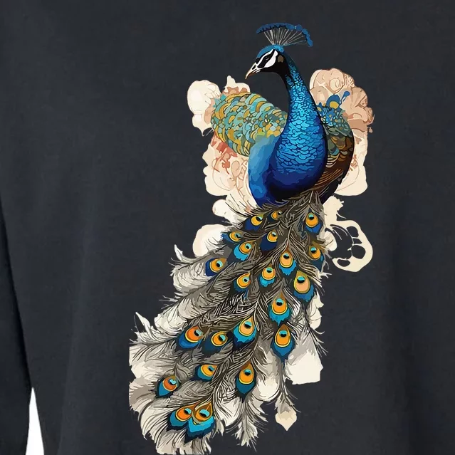 Peacock Feather Peahen Bird Animal Peacocks Lover Cropped Pullover Crew