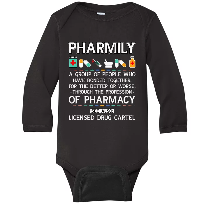 Pharmily Funny Pharmacy Technician Pharmacist Baby Long Sleeve Bodysuit