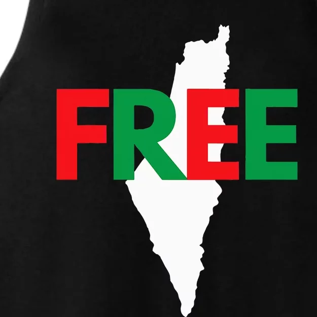 Palestine Free Palestine In Arabic Free Gaza Palestine Flag Ladies Tri-Blend Wicking Tank