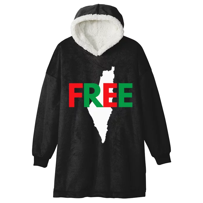 Palestine Free Palestine In Arabic Free Gaza Palestine Flag Hooded Wearable Blanket