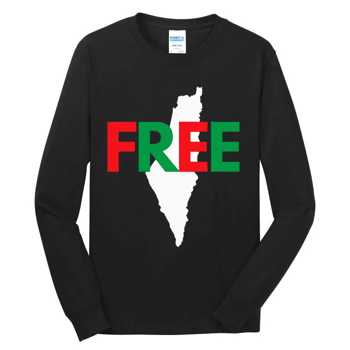 Palestine Free Palestine In Arabic Free Gaza Palestine Flag Tall Long Sleeve T-Shirt