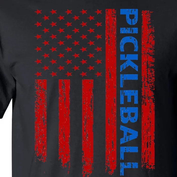 Pickleball Flag Playing Paddleball America Flag Tall T-Shirt