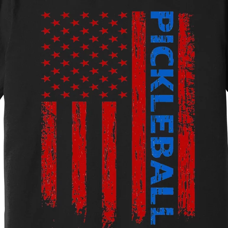 Pickleball Flag Playing Paddleball America Flag Premium T-Shirt