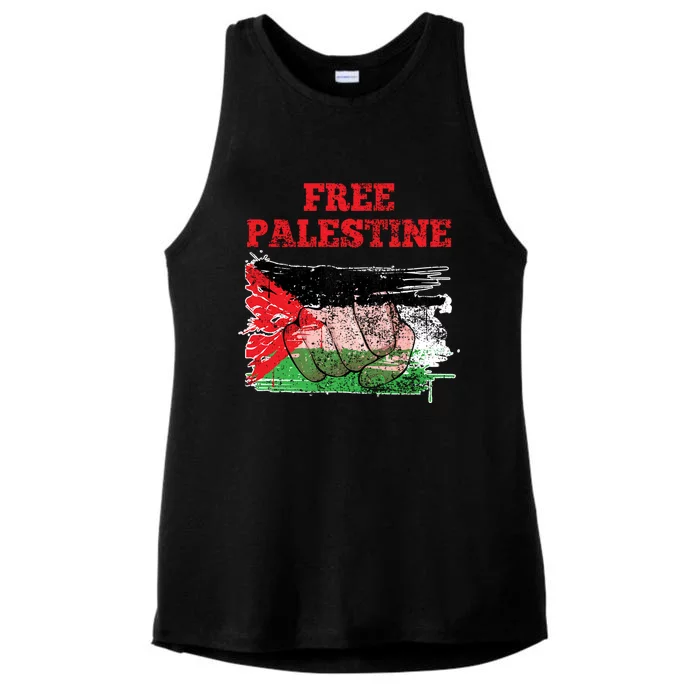 Palestine Flag Patriotic Palestinian Free Palestine Cute Gift Ladies Tri-Blend Wicking Tank