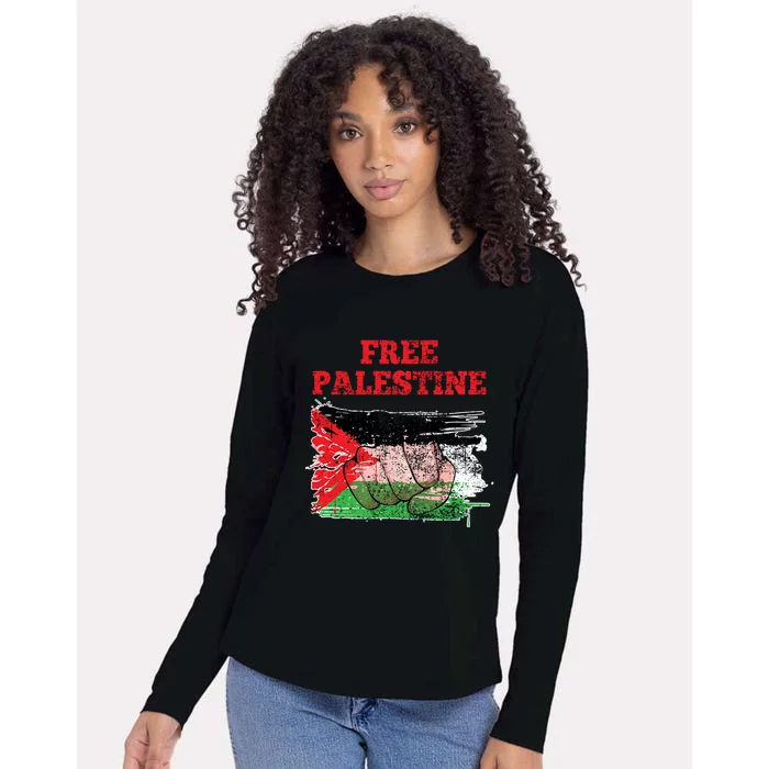 Palestine Flag Patriotic Palestinian Free Palestine Cute Gift Womens Cotton Relaxed Long Sleeve T-Shirt