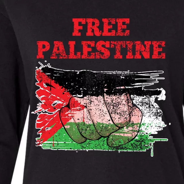 Palestine Flag Patriotic Palestinian Free Palestine Cute Gift Womens Cotton Relaxed Long Sleeve T-Shirt