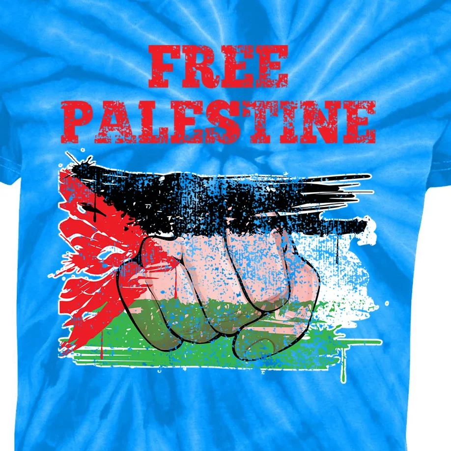 Palestine Flag Patriotic Palestinian Free Palestine Cute Gift Kids Tie-Dye T-Shirt