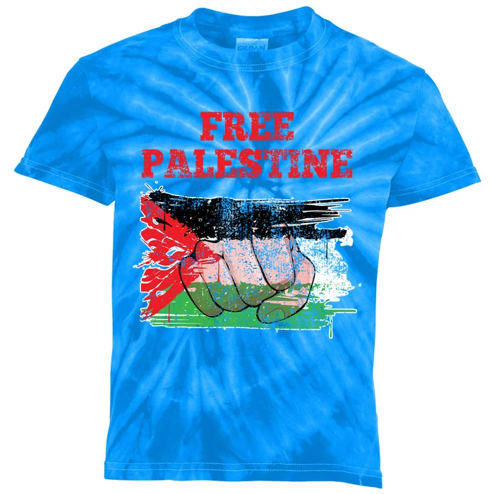 Palestine Flag Patriotic Palestinian Free Palestine Cute Gift Kids Tie-Dye T-Shirt