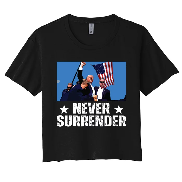 Pray For President Trump Never Surrender God Bless Trump Women's Crop Top Tee