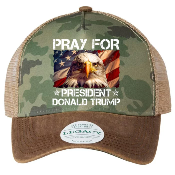 Pray For President Donald Trump American Flag Eagle Legacy Tie Dye Trucker Hat