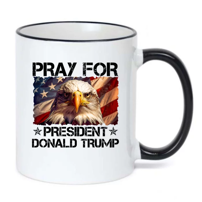 Pray For President Donald Trump American Flag Eagle Black Color Changing Mug