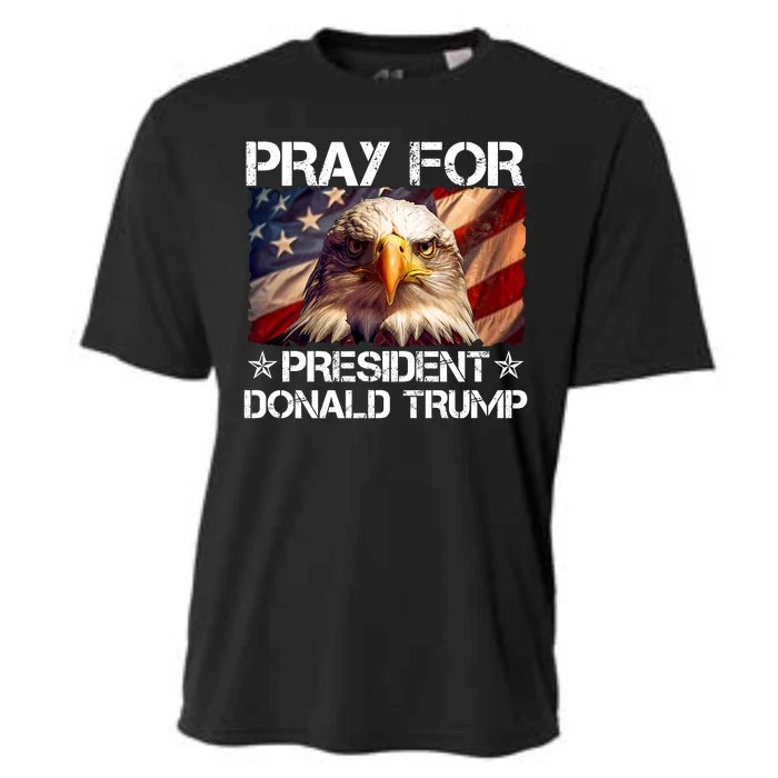 Pray For President Donald Trump American Flag Eagle Cooling Performance Crew T-Shirt