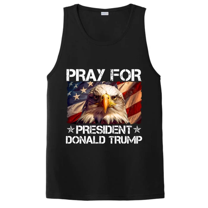 Pray For President Donald Trump American Flag Eagle Performance Tank