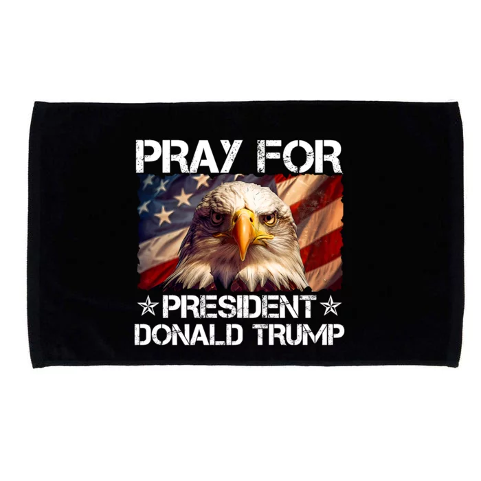 Pray For President Donald Trump American Flag Eagle Microfiber Hand Towel