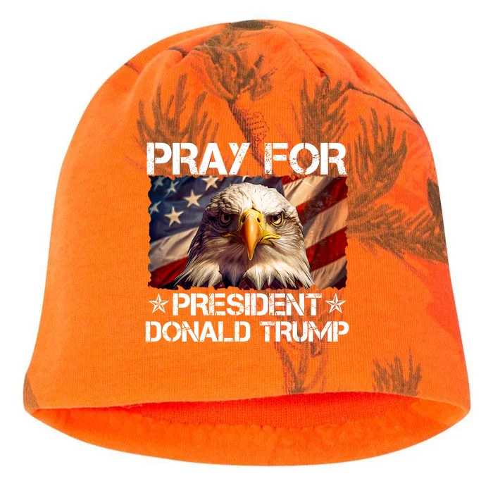 Pray For President Donald Trump American Flag Eagle Kati - Camo Knit Beanie