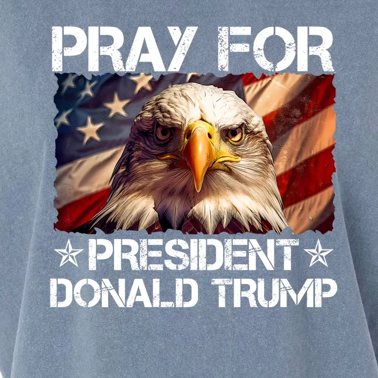 Pray For President Donald Trump American Flag Eagle Garment-Dyed Women's Muscle Tee