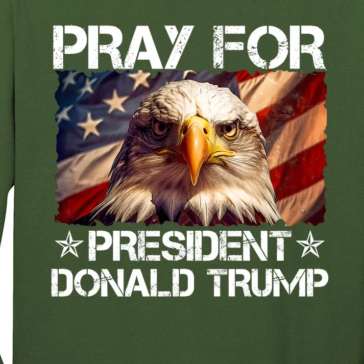 Pray For President Donald Trump American Flag Eagle Long Sleeve Shirt