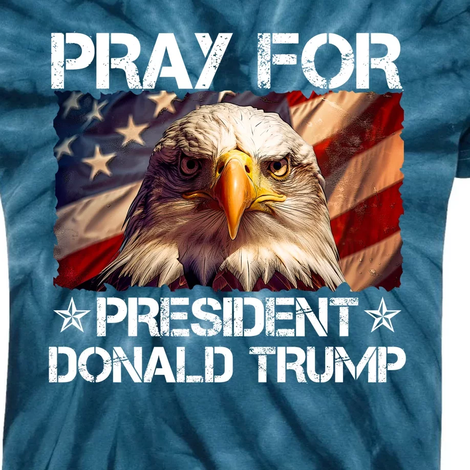 Pray For President Donald Trump American Flag Eagle Kids Tie-Dye T-Shirt