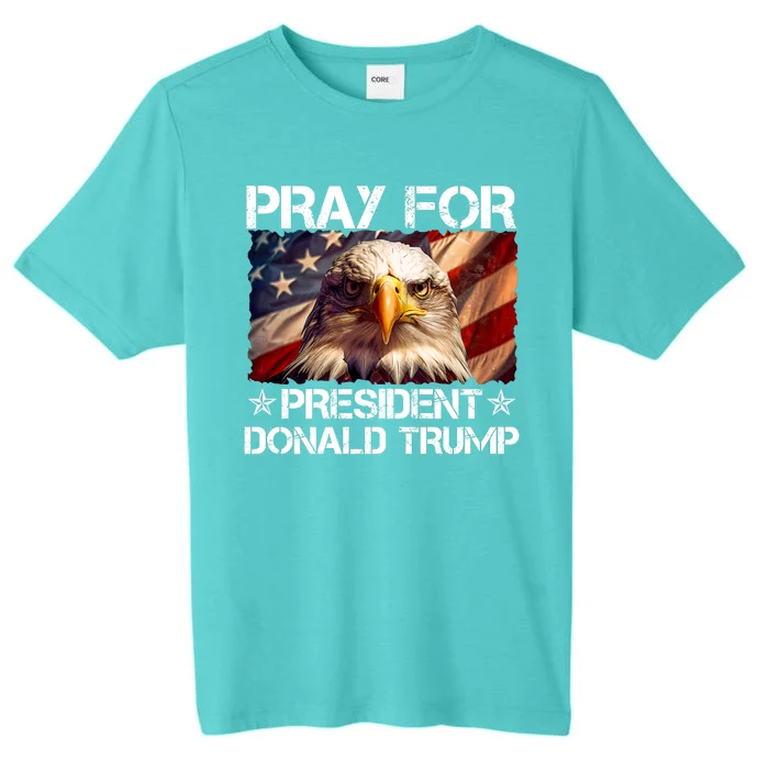 Pray For President Donald Trump American Flag Eagle ChromaSoft Performance T-Shirt