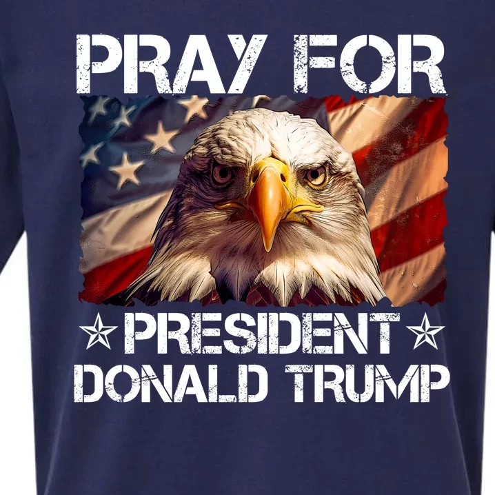 Pray For President Donald Trump American Flag Eagle Sueded Cloud Jersey T-Shirt