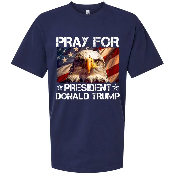 Pray For President Donald Trump American Flag Eagle Sueded Cloud Jersey T-Shirt