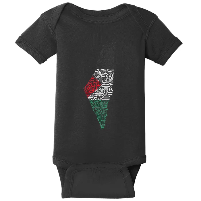 Palestine Free Palestine in Arabic Free Gaza Palestine Flag Baby Bodysuit