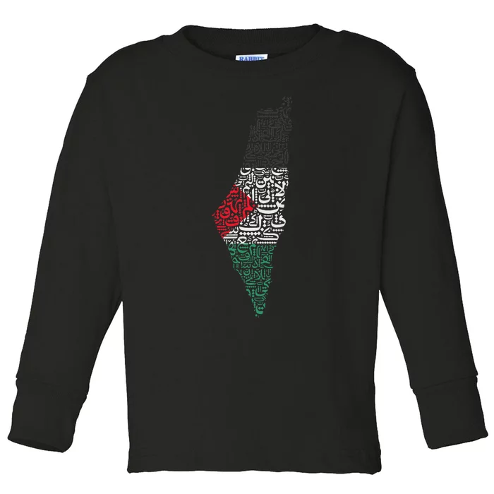 Palestine Free Palestine in Arabic Free Gaza Palestine Flag Toddler Long Sleeve Shirt