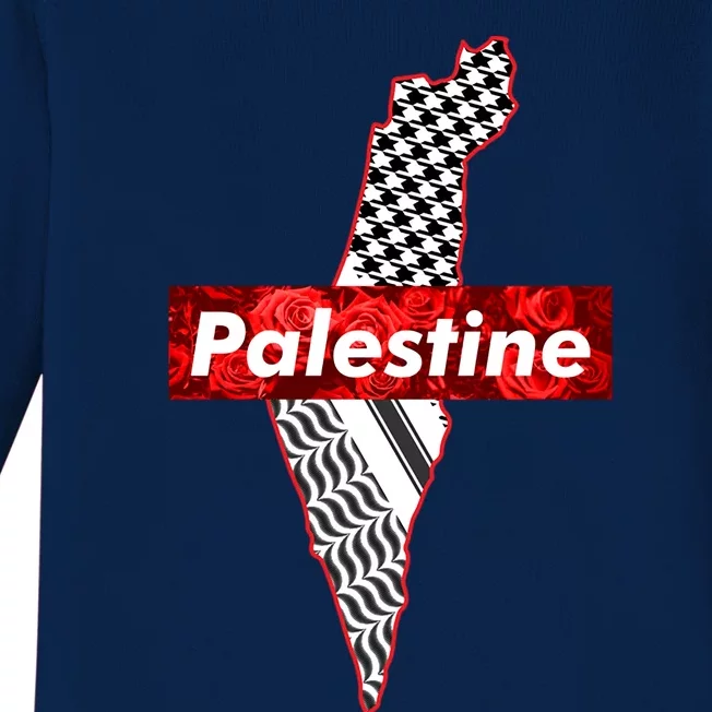 Palestine Free Palestine Free Gaza Palestine Flag Arabic Cool Gift Baby Long Sleeve Bodysuit