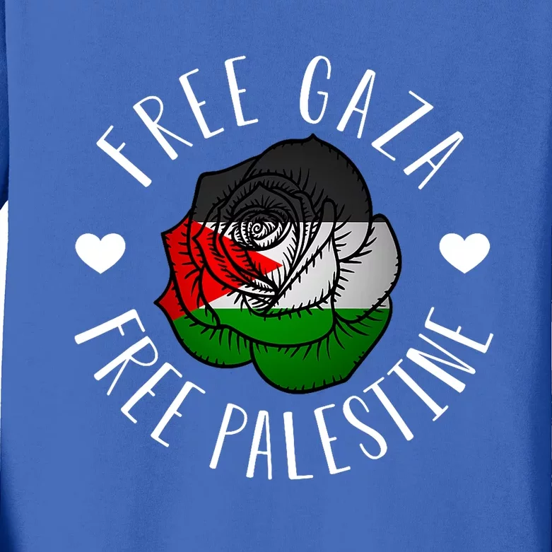 Palestine Free Palestine Free Gaza Palestine Flag Arabic Kids Long Sleeve Shirt