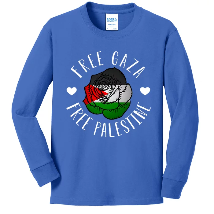 Palestine Free Palestine Free Gaza Palestine Flag Arabic Kids Long Sleeve Shirt