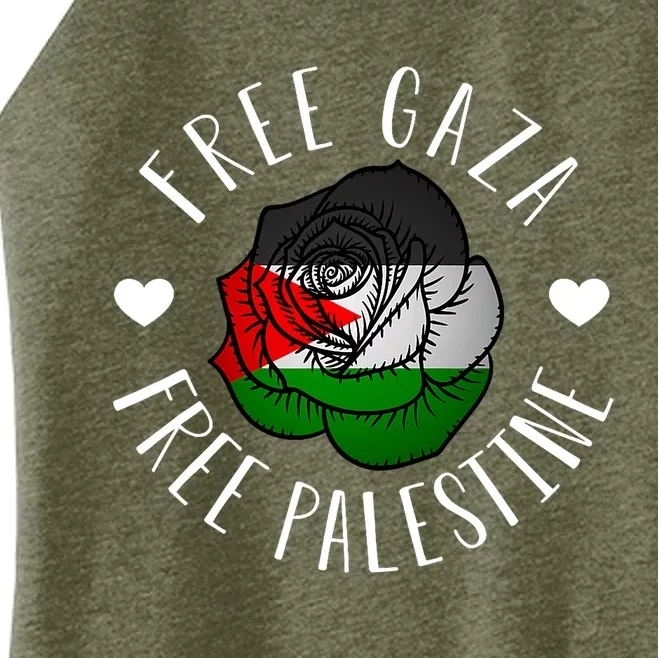 Palestine Free Palestine Free Gaza Palestine Flag Arabic Women’s Perfect Tri Rocker Tank