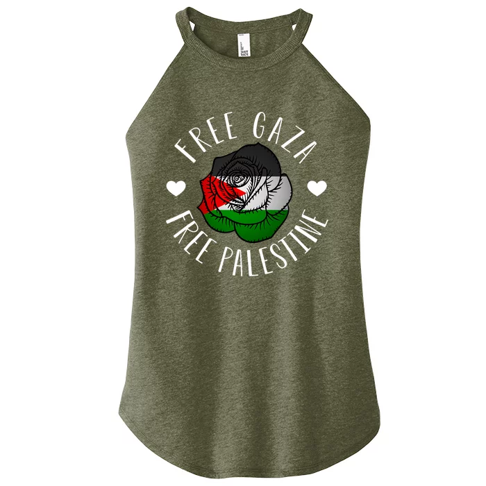 Palestine Free Palestine Free Gaza Palestine Flag Arabic Women’s Perfect Tri Rocker Tank