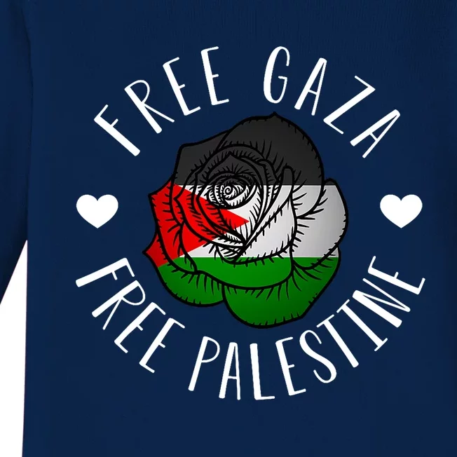 Palestine Free Palestine Free Gaza Palestine Flag Arabic Baby Long Sleeve Bodysuit