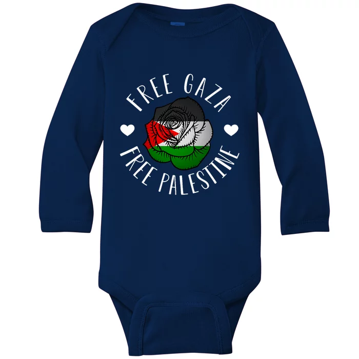 Palestine Free Palestine Free Gaza Palestine Flag Arabic Baby Long Sleeve Bodysuit