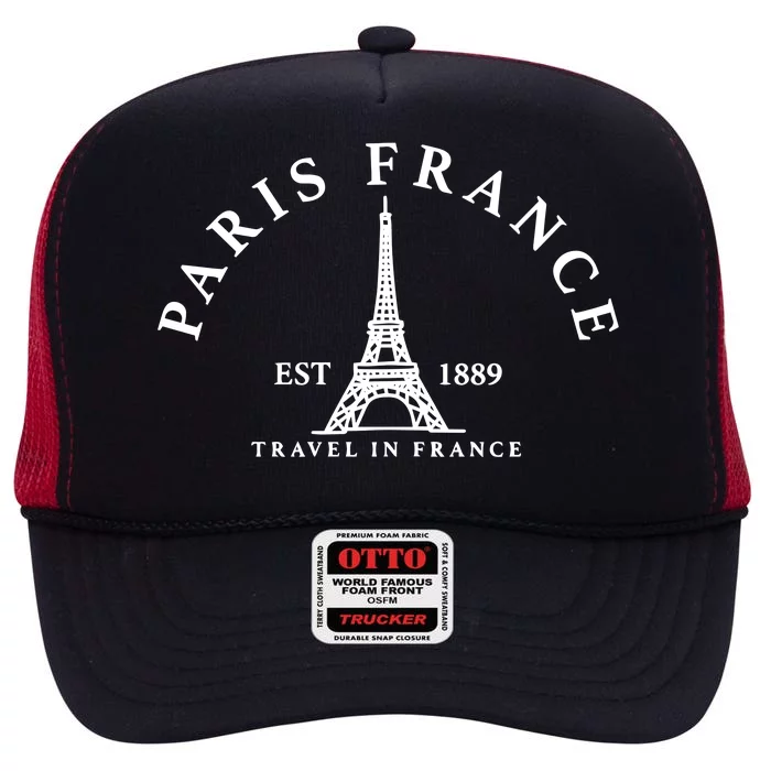 Paris France High Crown Mesh Trucker Hat