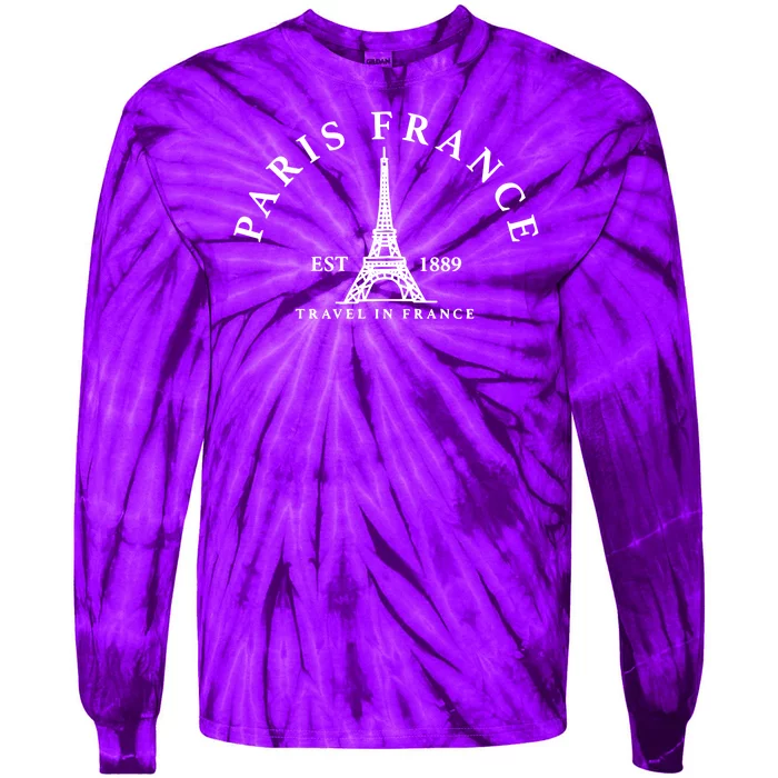 Paris France Tie-Dye Long Sleeve Shirt