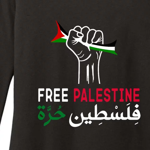 Palestine Free Palestine In Arabic Free Gaza Palestine Flag Womens CVC Long Sleeve Shirt