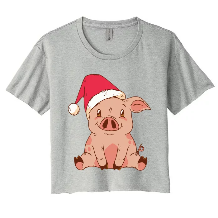 Pig Farmer Piggy Christmas Xmas Gift Women's Crop Top Tee