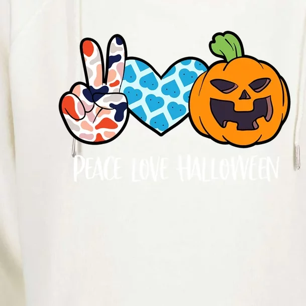 Pumpkin Face Peace Love Halloween Meaningful Gift Womens Funnel Neck Pullover Hood