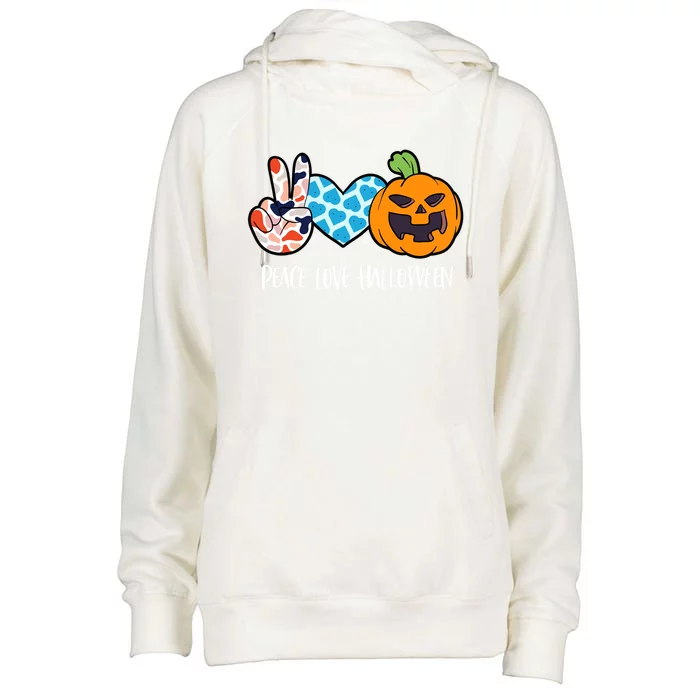 Pumpkin Face Peace Love Halloween Meaningful Gift Womens Funnel Neck Pullover Hood