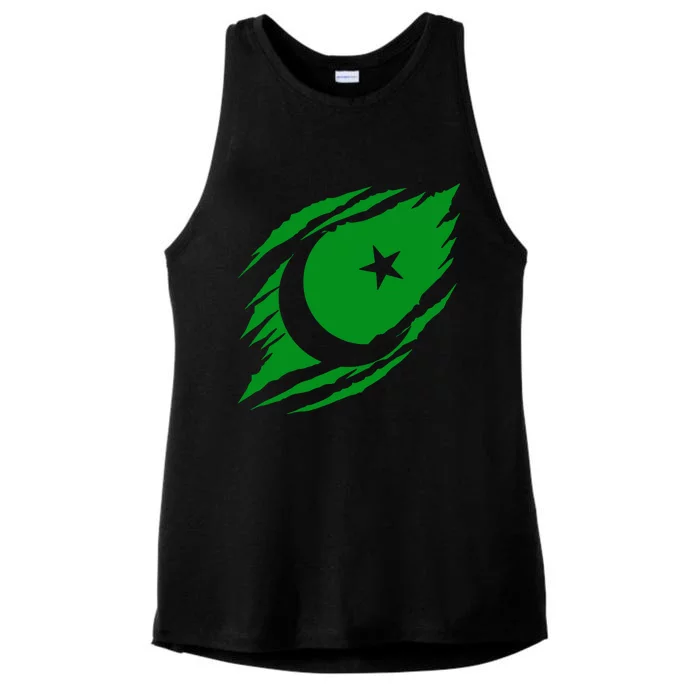 Pakistani Flag Ladies Tri-Blend Wicking Tank